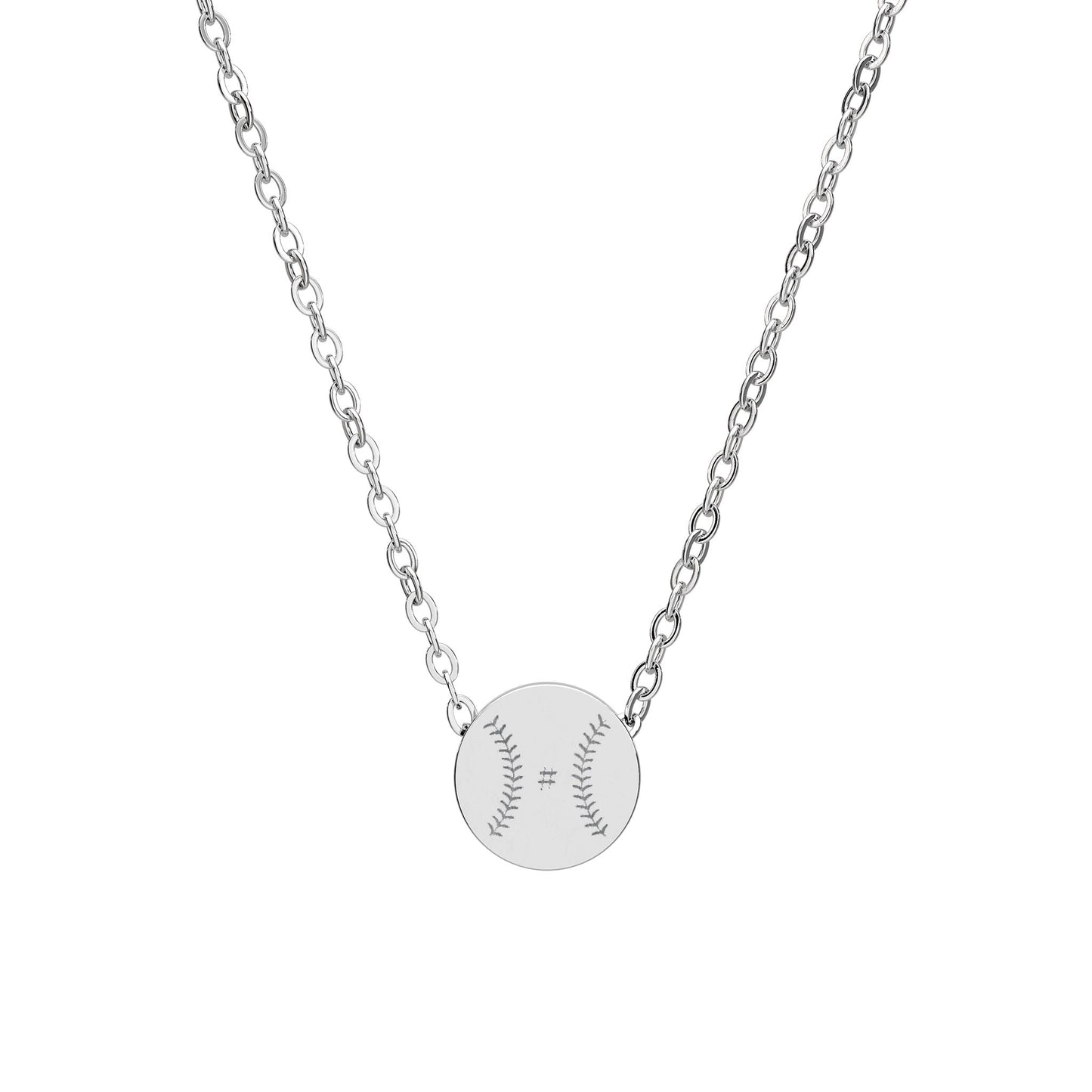 Personalized Baseball Mini Circle Necklace (Engraved)
