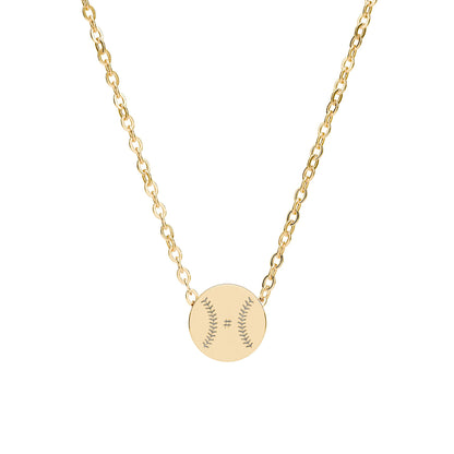 Personalized Baseball Mini Circle Necklace (Engraved)