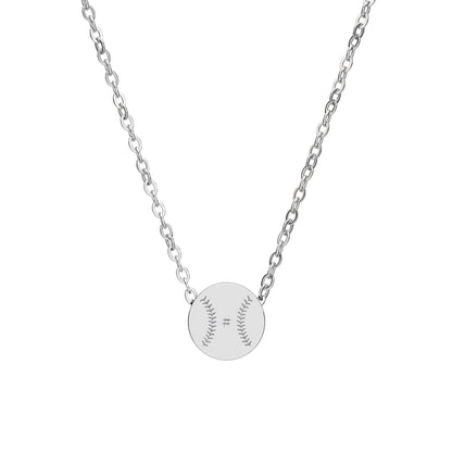 Personalized Baseball Mini Circle Necklace (Engraved)