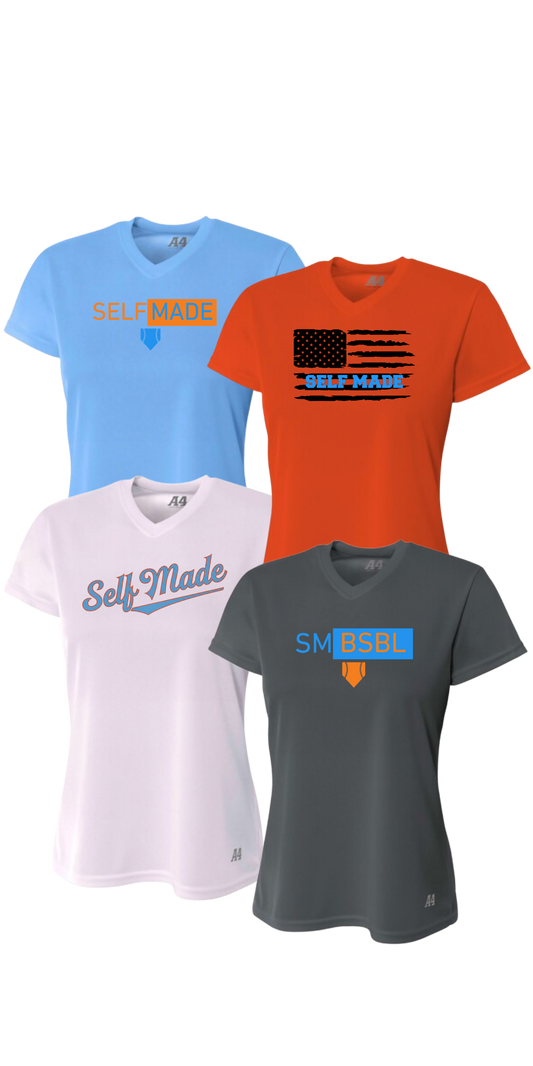 Design Your Own Self Made Women's V-neck Polyester Short Sleeve Tee