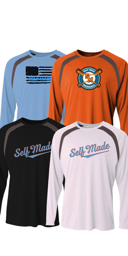 Design Your Own Self Made Spartan Long Sleeve Color Block Crew