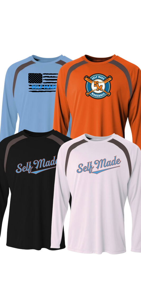 Design Your Own Self Made Spartan Long Sleeve Color Block Crew